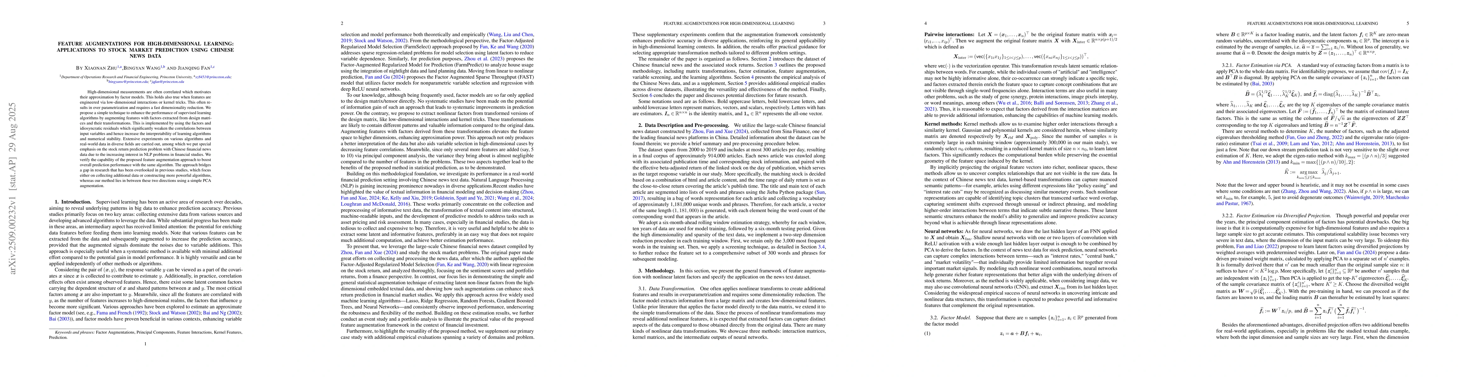 Thumbnail for Feature Augmentations for High-Dimensional Learning