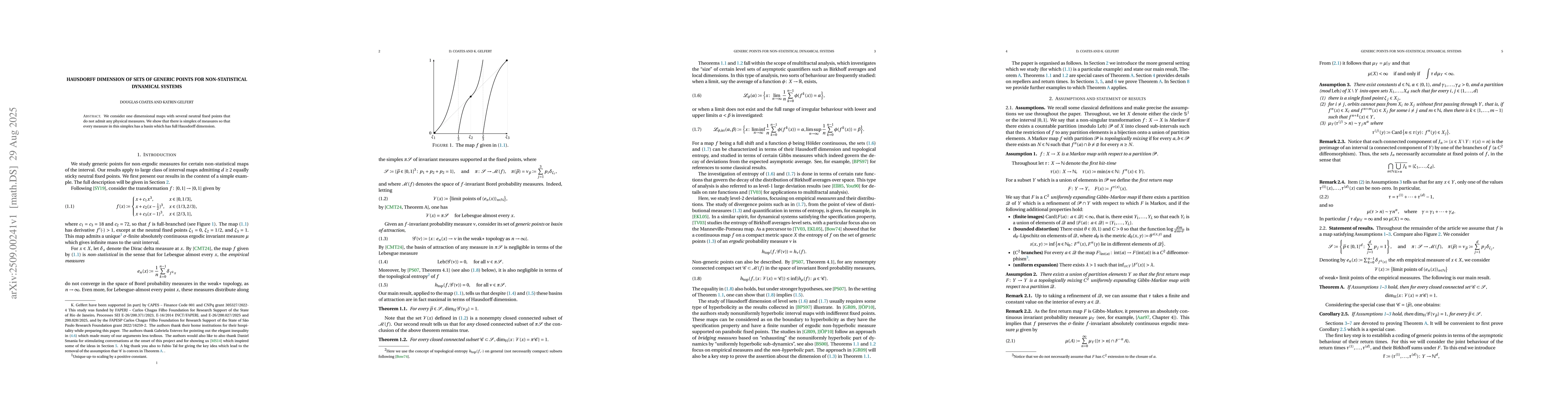 Thumbnail for Hausdorff Dimension of Sets of Generic Points for Non-statistical
  Dynamical Systems