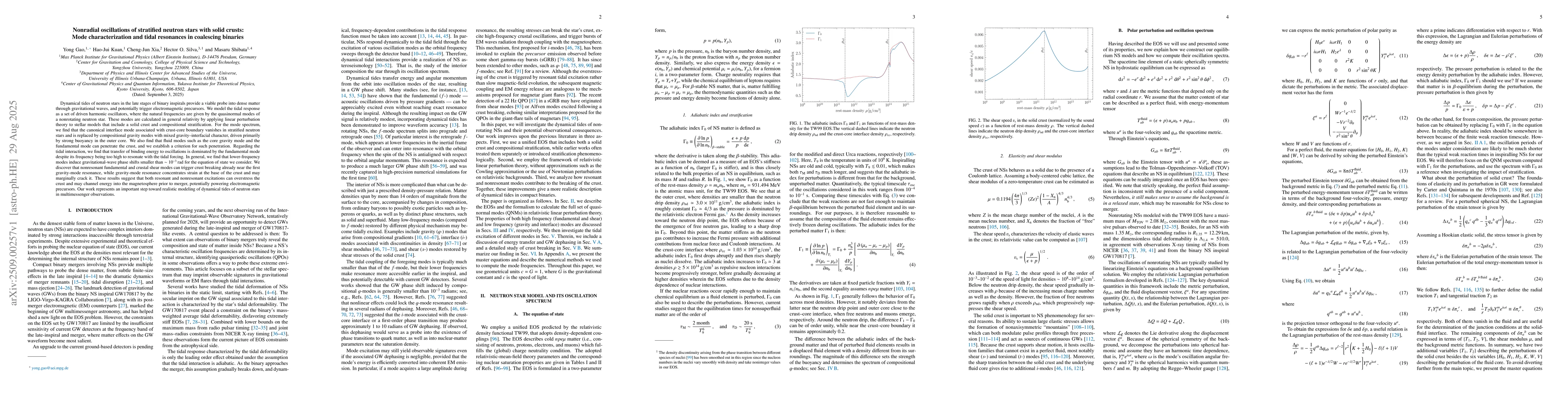 Thumbnail for Nonradial oscillations of stratified neutron stars with solid crusts:
  Mode characterization and tidal resonances in coalescing binaries