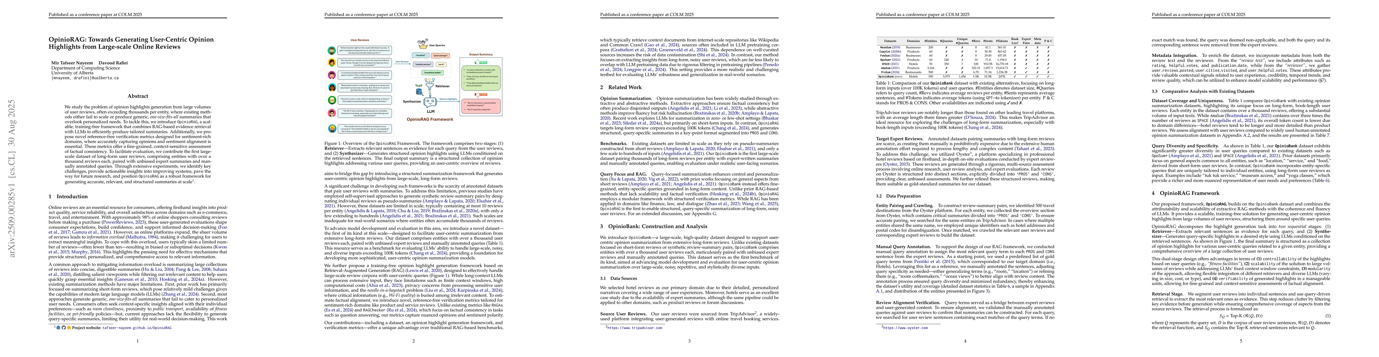 Thumbnail for OpinioRAG: Towards Generating User-Centric Opinion Highlights from
  Large-scale Online Reviews