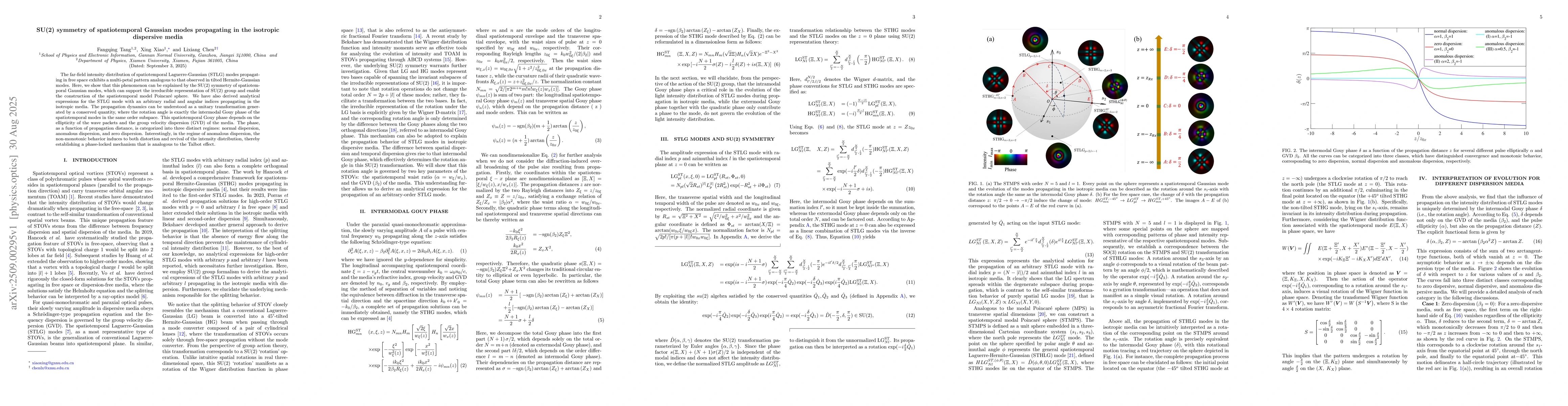 Thumbnail for SU(2) symmetry of spatiotemporal Gaussian modes propagating in the
  isotropic dispersive media