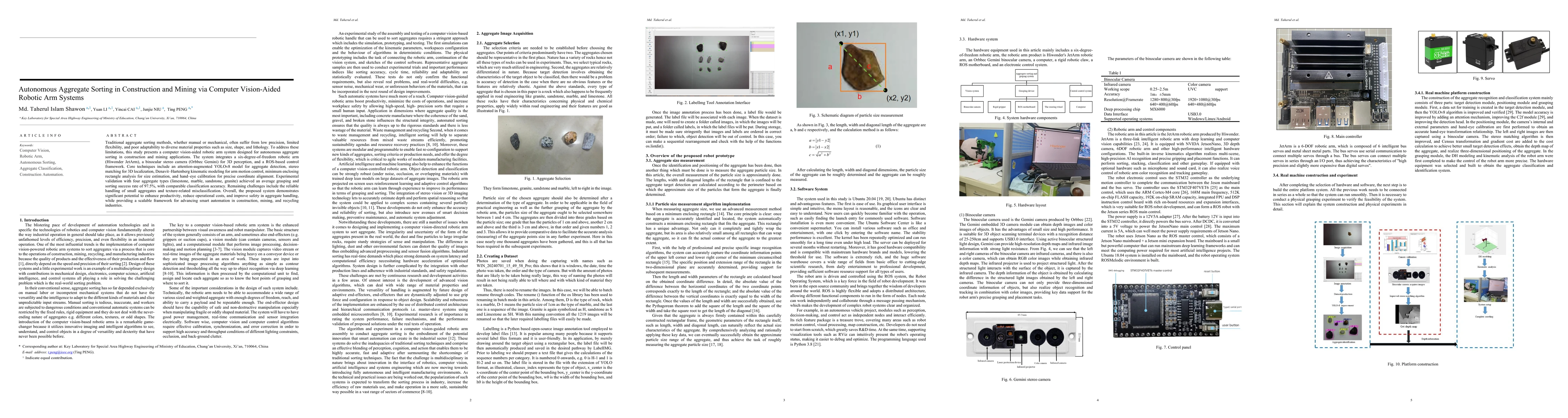 Thumbnail for Autonomous Aggregate Sorting in Construction and Mining via Computer
  Vision-Aided Robotic Arm Systems