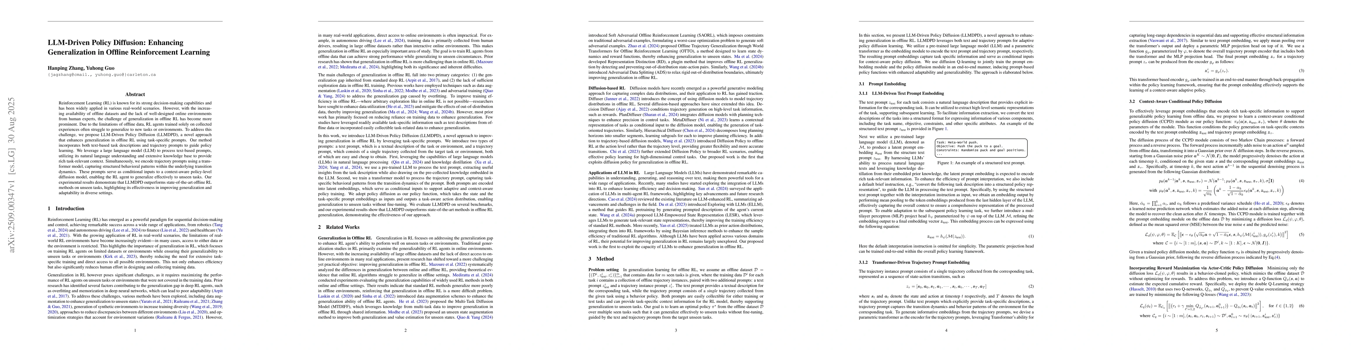 Thumbnail for LLM-Driven Policy Diffusion: Enhancing Generalization in Offline
  Reinforcement Learning