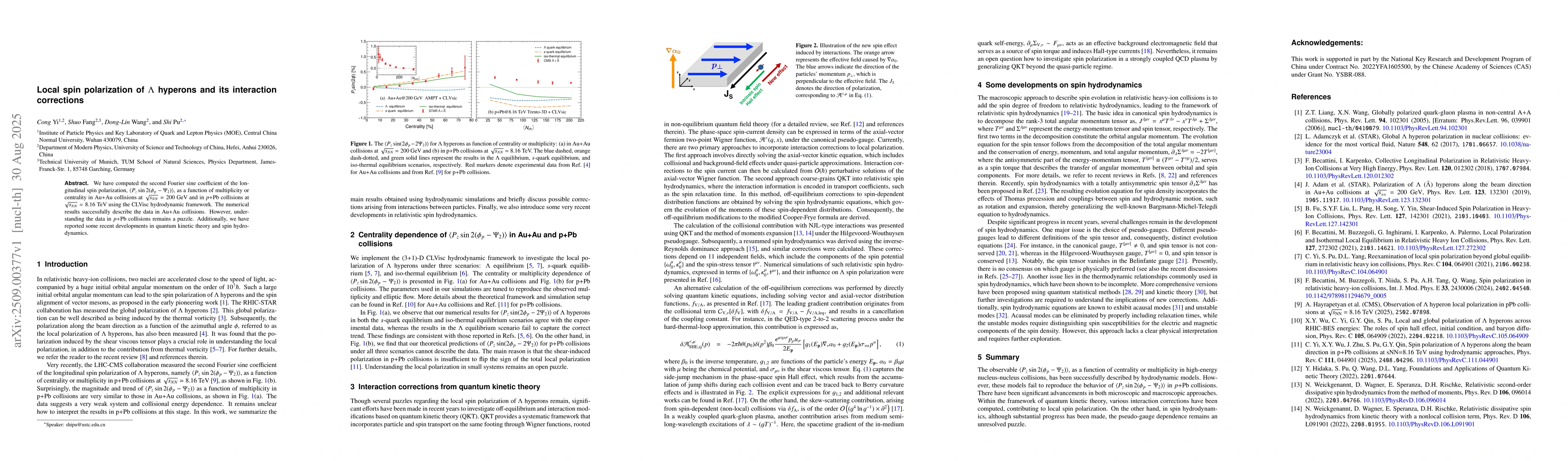 Thumbnail for Local spin polarization of $Λ$ hyperons and its interaction
  corrections