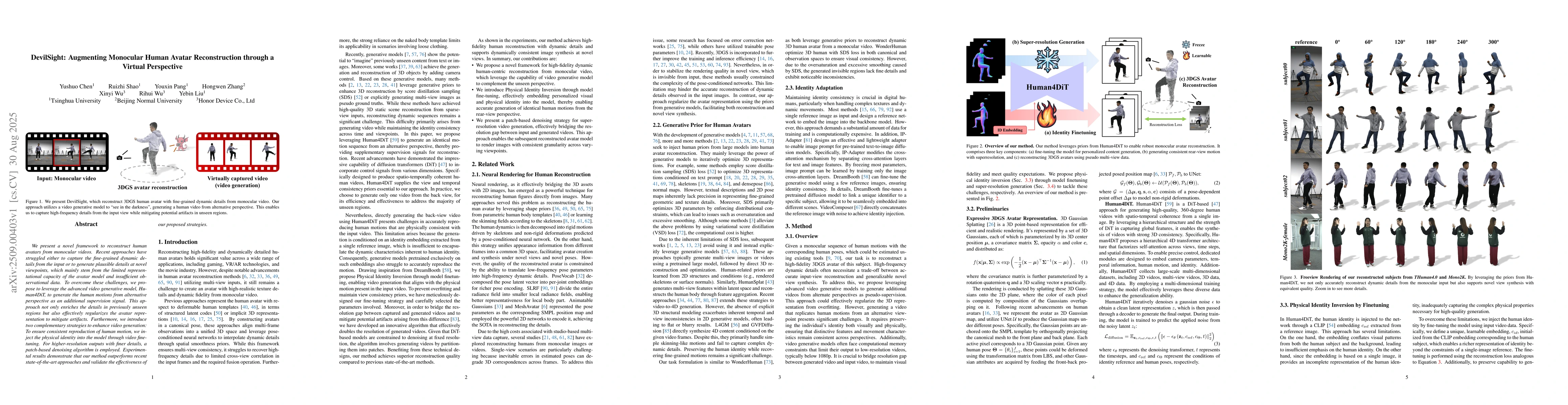 Thumbnail for DevilSight: Augmenting Monocular Human Avatar Reconstruction through a
  Virtual Perspective
