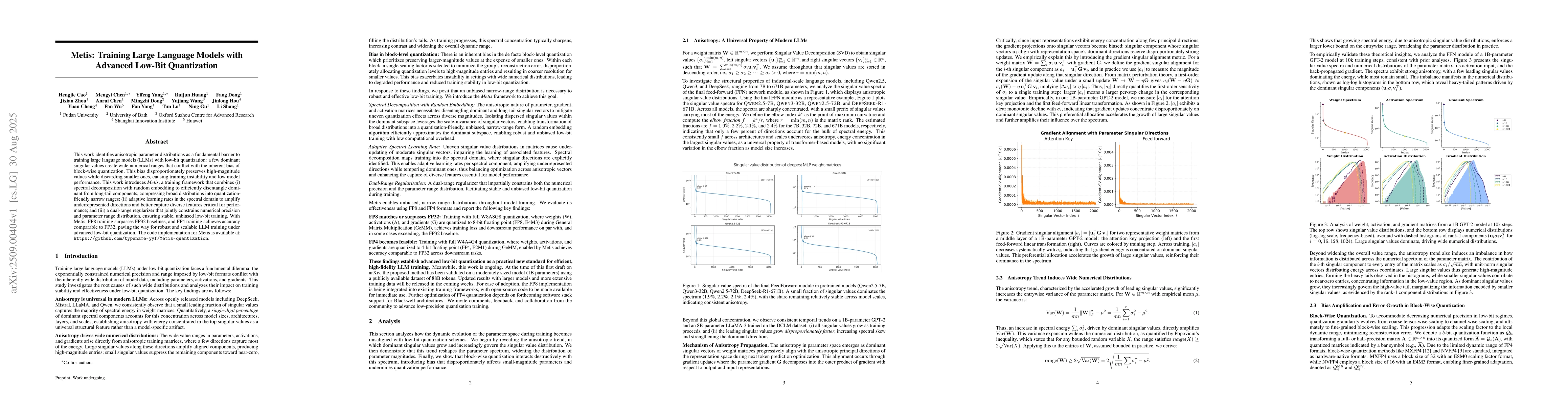 Thumbnail for Metis: Training Large Language Models with Advanced Low-Bit Quantization
