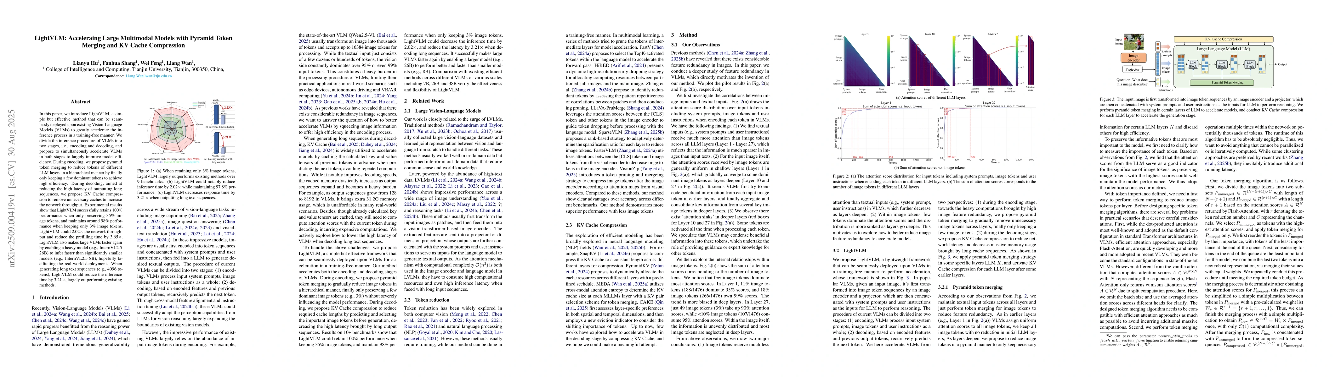 Thumbnail for LightVLM: Acceleraing Large Multimodal Models with Pyramid Token Merging
  and KV Cache Compression
