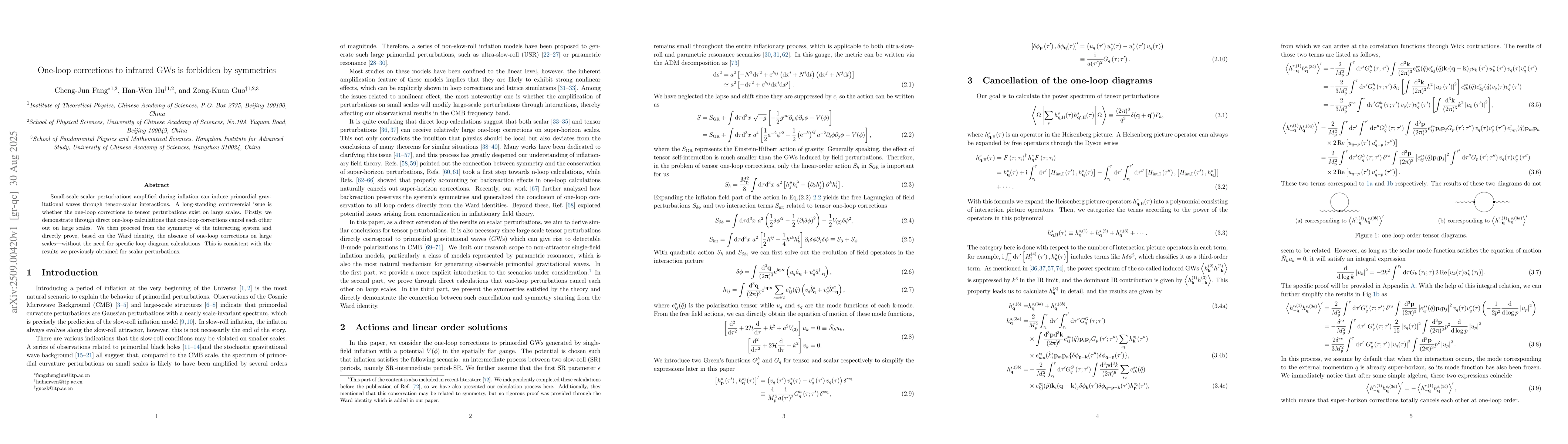 Thumbnail for One-loop corrections to infrared GWs is forbidden by symmetries