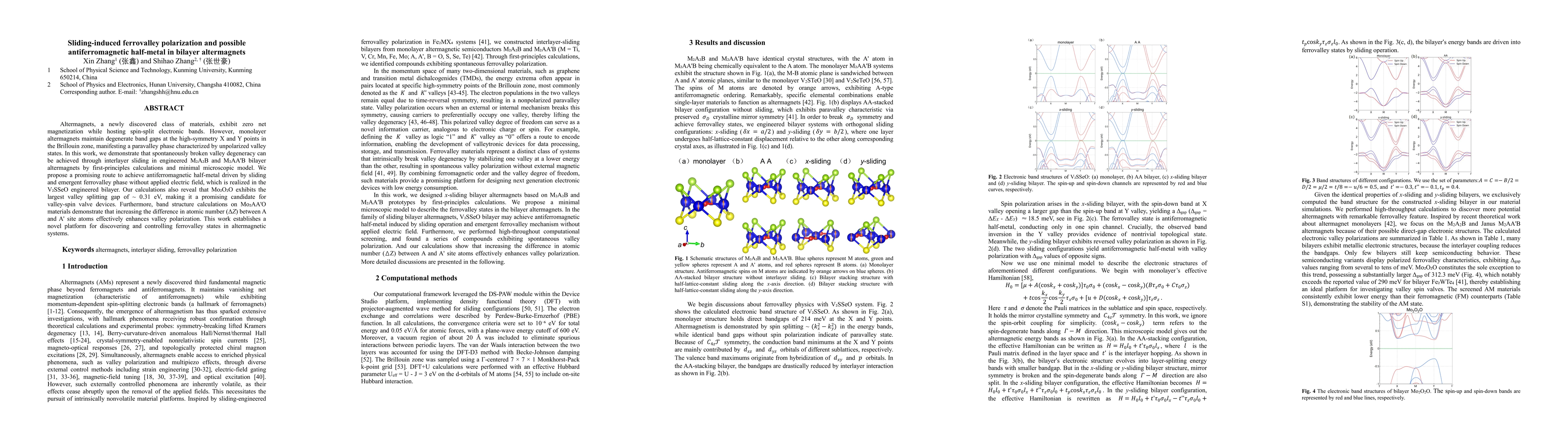 Thumbnail for Sliding-induced ferrovalley polarization and possible antiferromagnetic
  half-metal in bilayer altermagnets