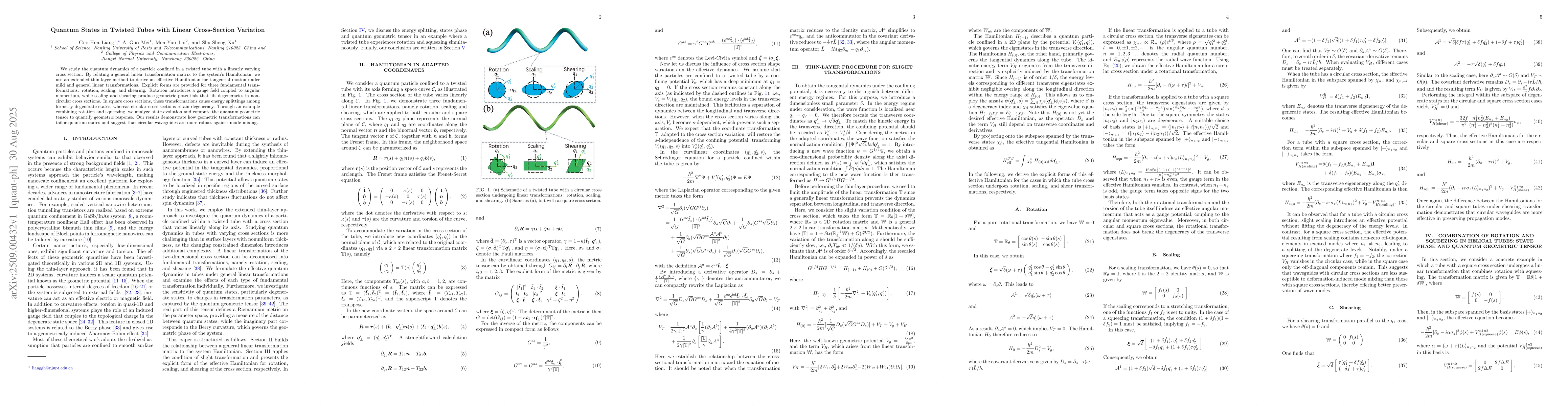 Thumbnail for Quantum States in Twisted Tubes with Linear Cross-Section Variation