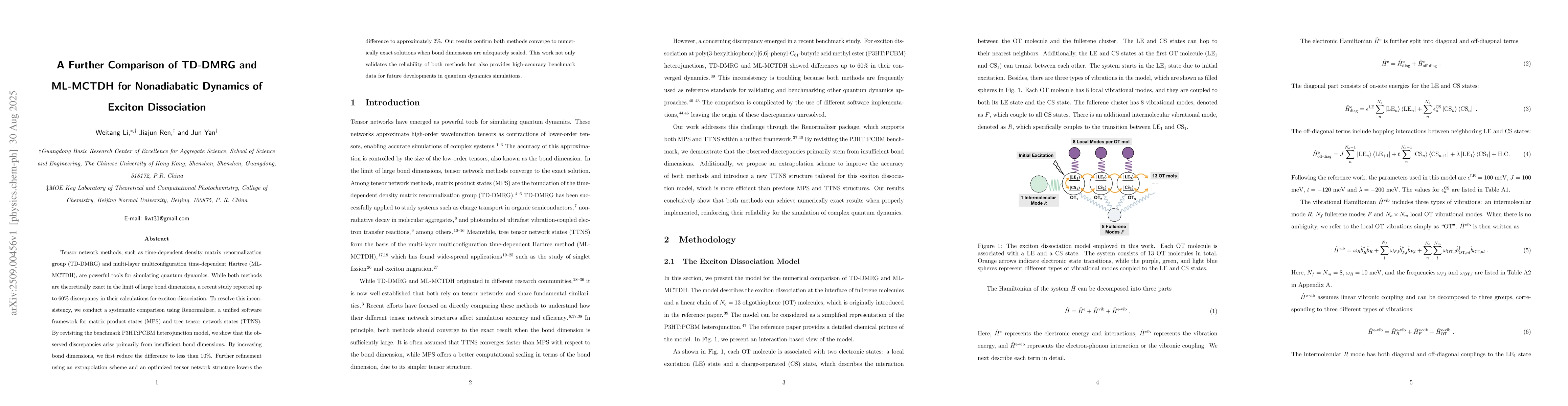 Thumbnail for A Further Comparison of TD-DMRG and ML-MCTDH for Nonadiabatic Dynamics
  of Exciton Dissociation