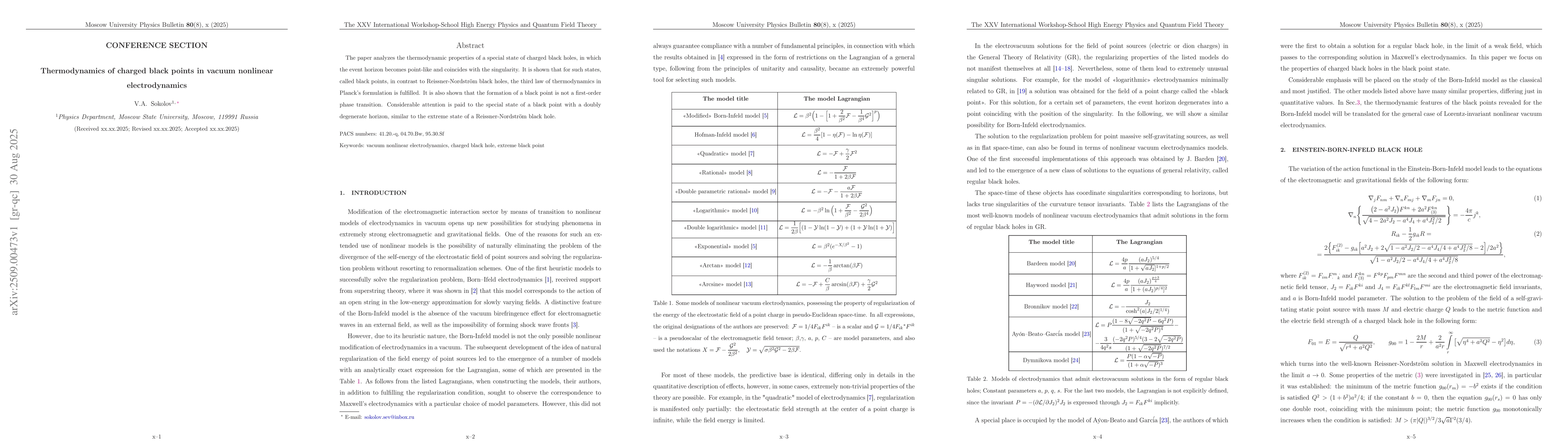 Thumbnail for Thermodynamics of charged black points in vacuum nonlinear
  electrodynamics