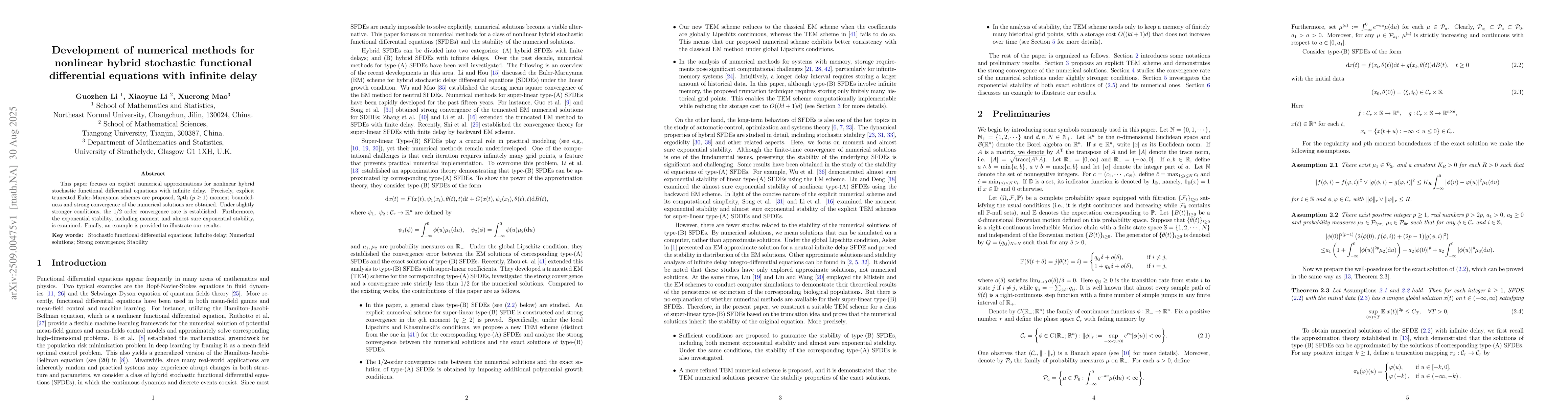 Thumbnail for Development of numerical methods for nonlinear hybrid stochastic
  functional differential equations with infinite delay