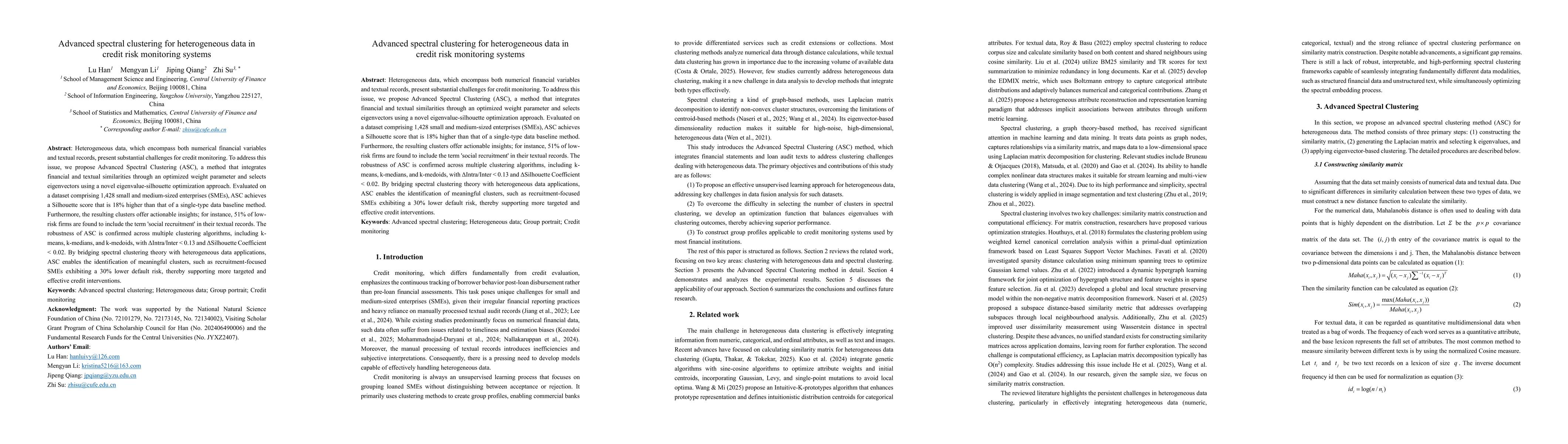 Thumbnail for Advanced spectral clustering for heterogeneous data in credit risk
  monitoring systems