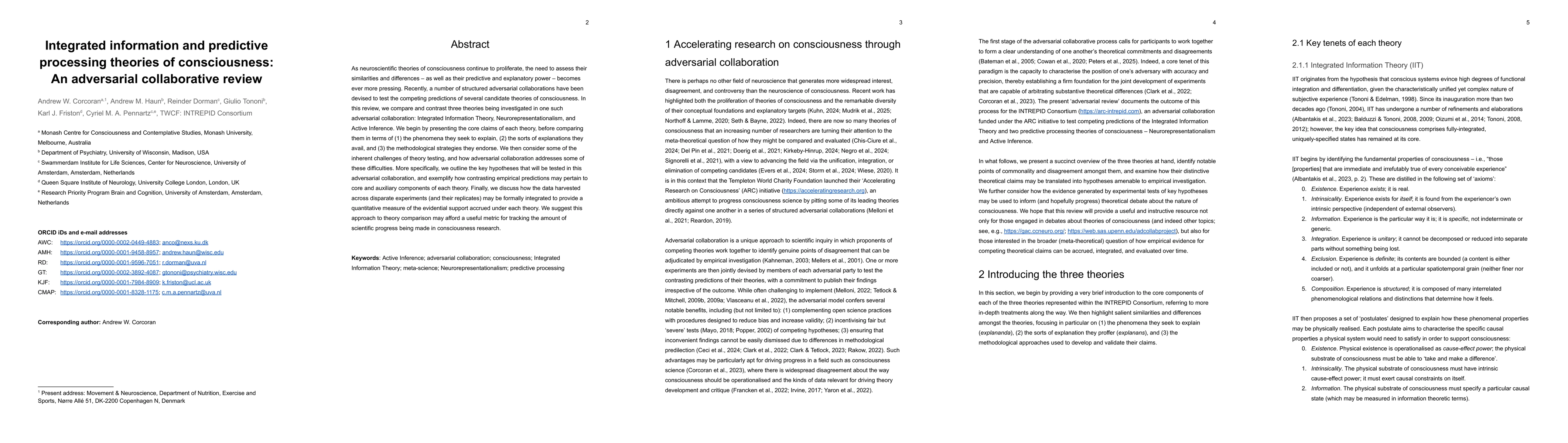Thumbnail for Integrated information and predictive processing theories of
  consciousness: An adversarial collaborative review