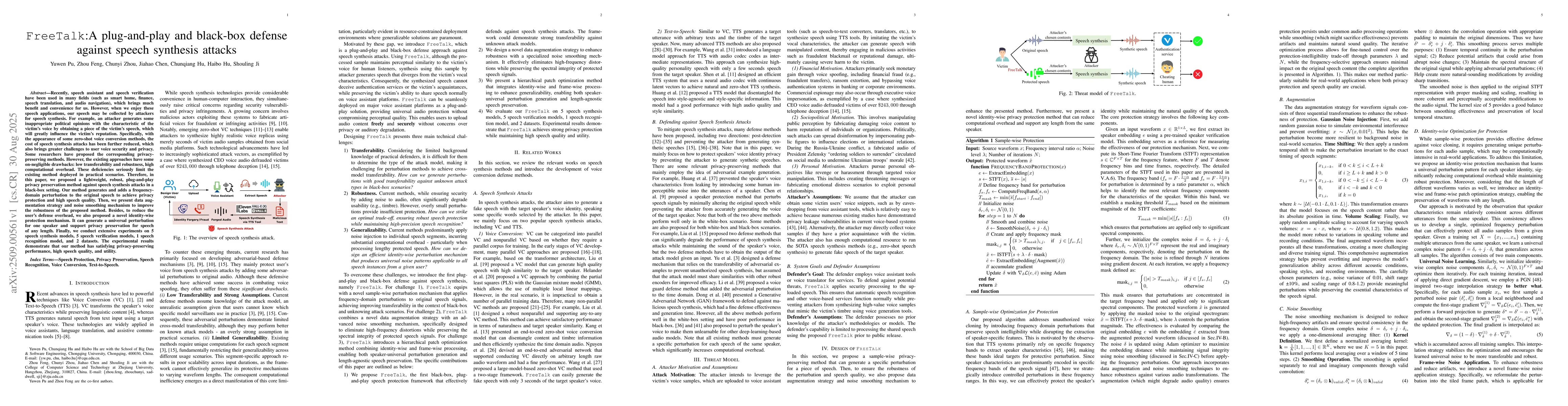 Thumbnail for FreeTalk:A plug-and-play and black-box defense against speech synthesis
  attacks