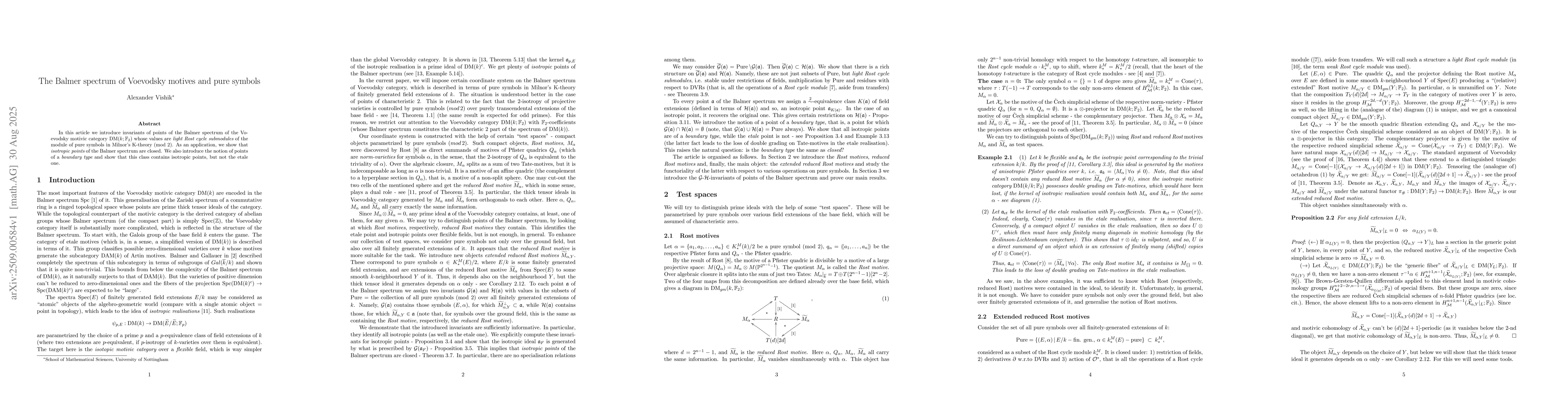 Thumbnail for The Balmer spectrum of Voevodsky motives and pure symbols