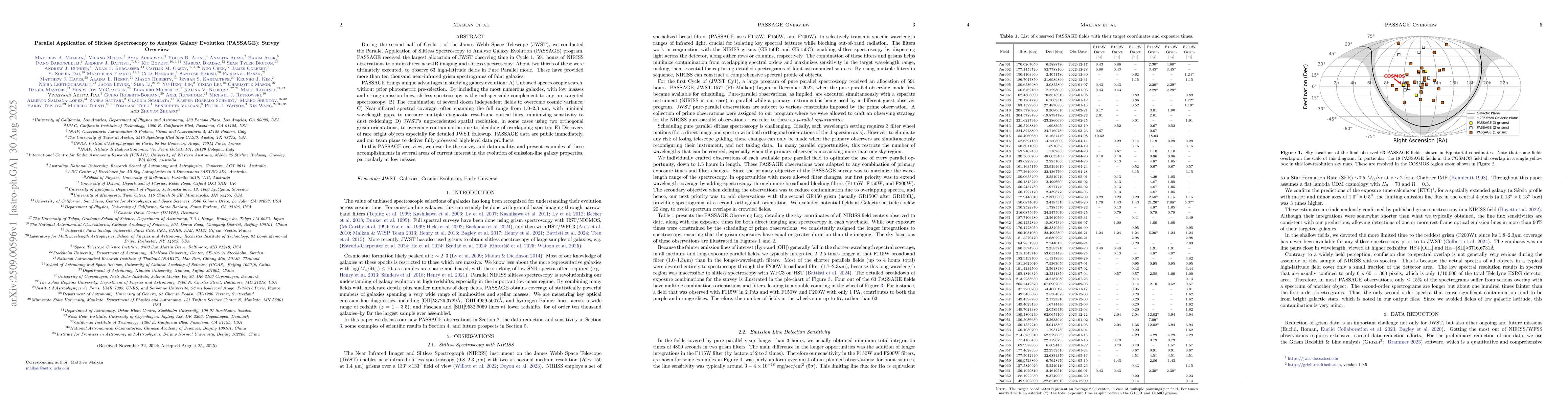 Thumbnail for Parallel Application of Slitless Spectroscopy to Analyze Galaxy
  Evolution (PASSAGE): Survey Overview