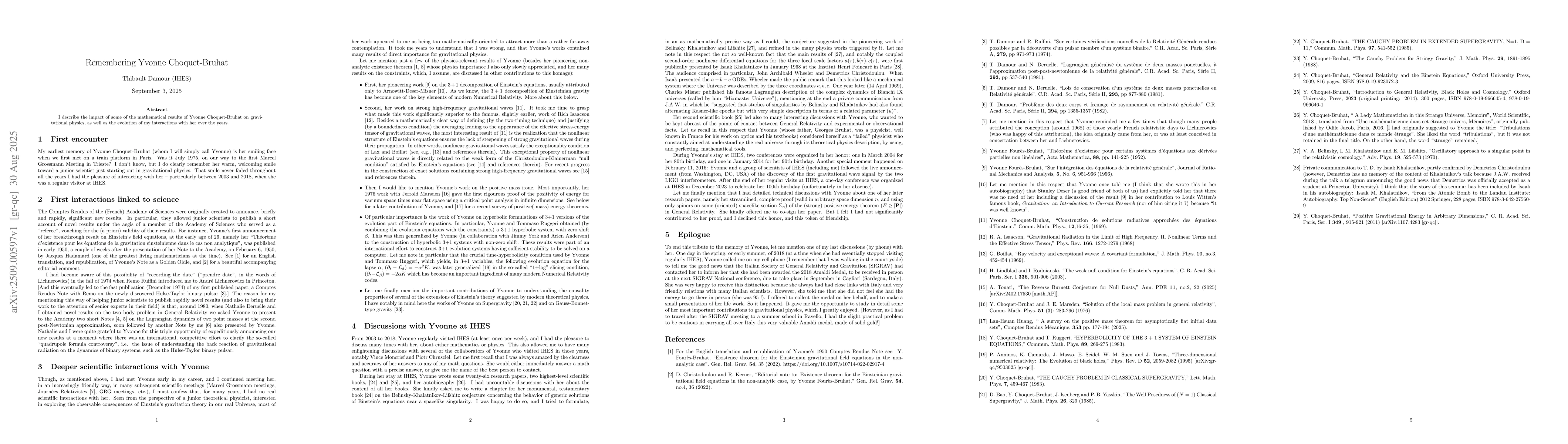 Thumbnail for Remembering Yvonne Choquet-Bruhat