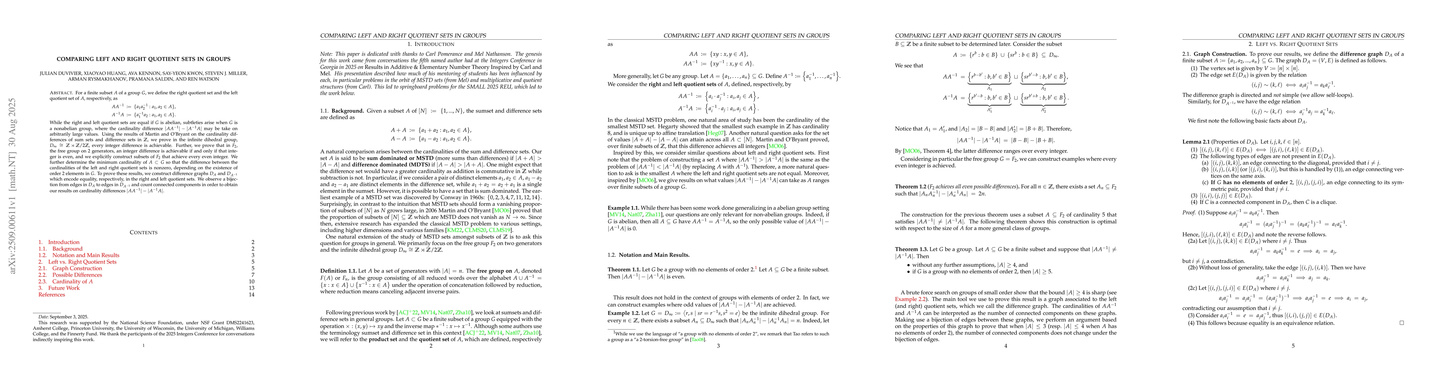 Thumbnail for Comparing Left and Right Quotient Sets in Groups