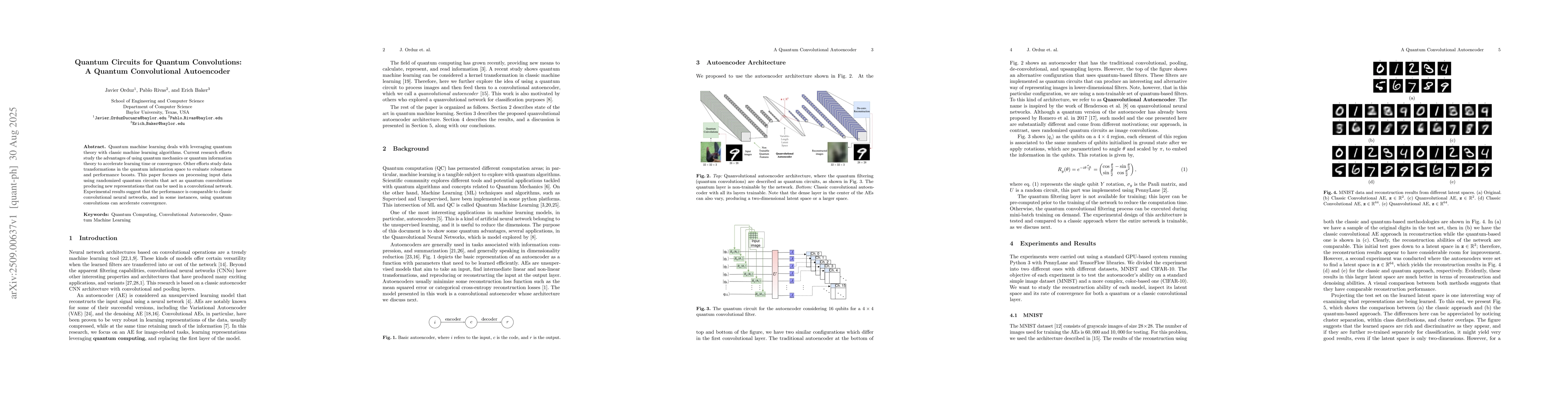 Thumbnail for Quantum Circuits for Quantum Convolutions: A Quantum Convolutional
  Autoencoder