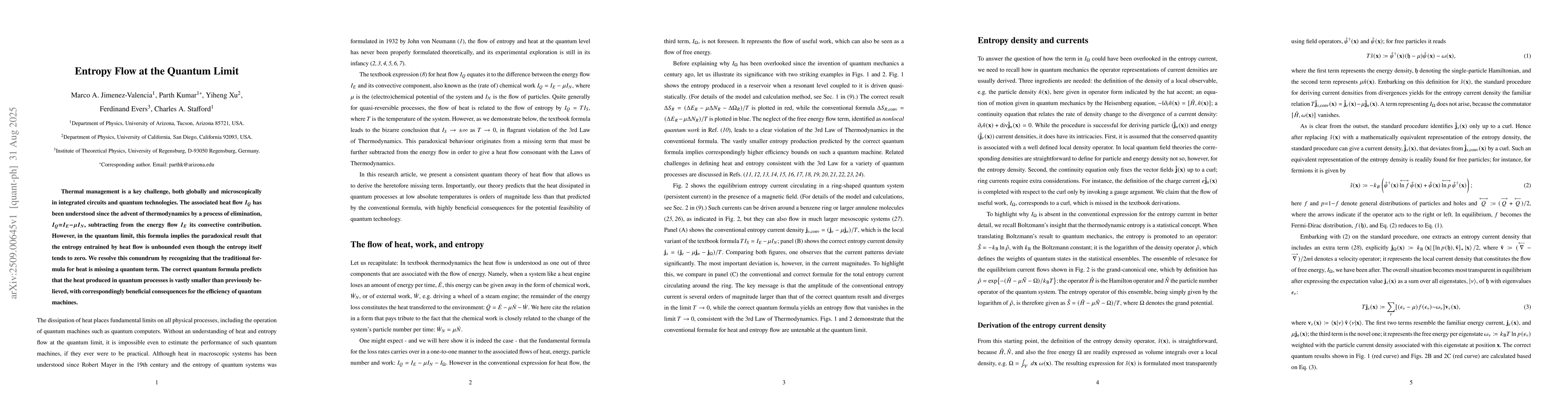 Thumbnail for Entropy Flow at the Quantum Limit