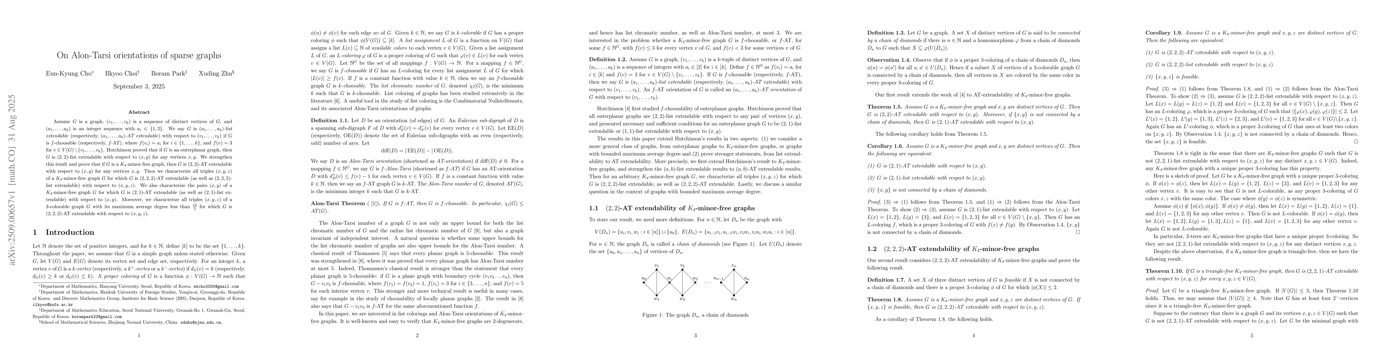 Thumbnail for On Alon-Tarsi orientations of sparse graphs