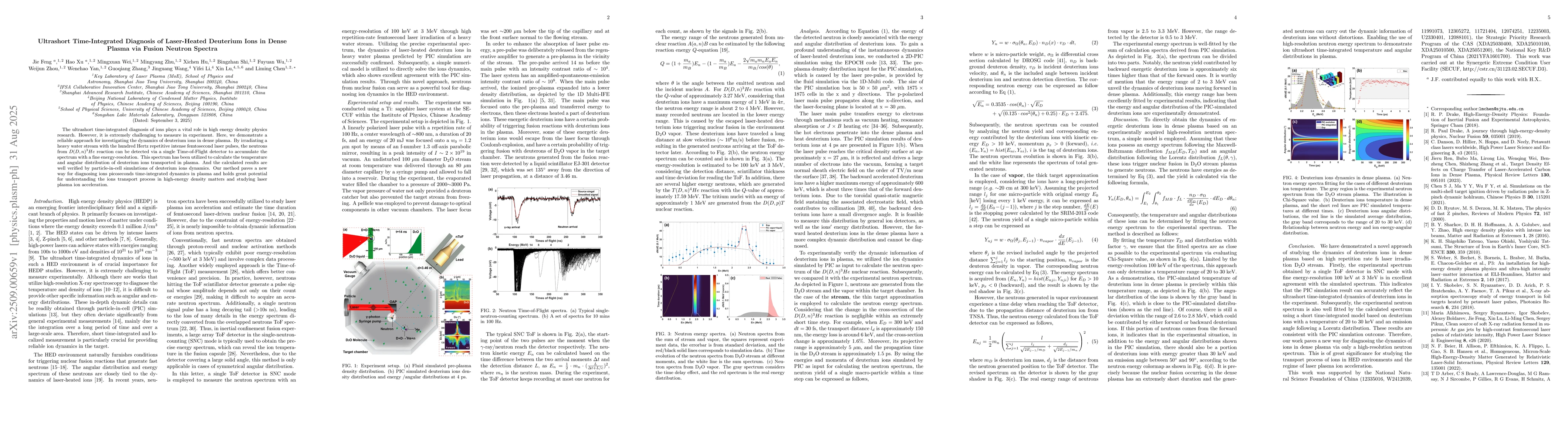 Thumbnail for Ultrashort Time-Integrated Diagnosis of Laser-Heated Deuterium Ions in
  Dense Plasma via Fusion Neutron Spectra