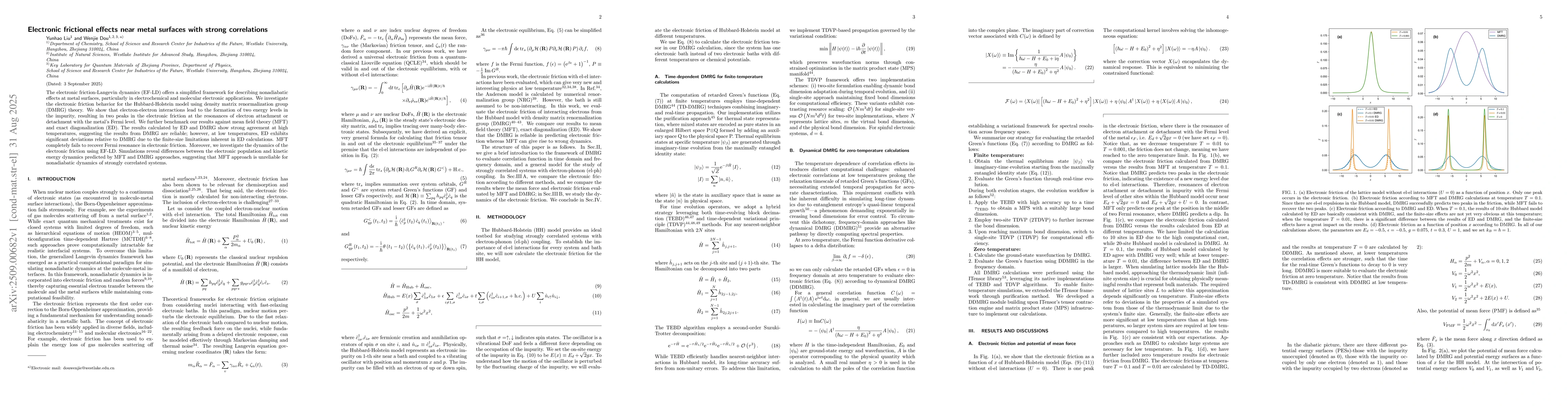 Thumbnail for Electronic frictional effects near metal surfaces with strong
  correlations