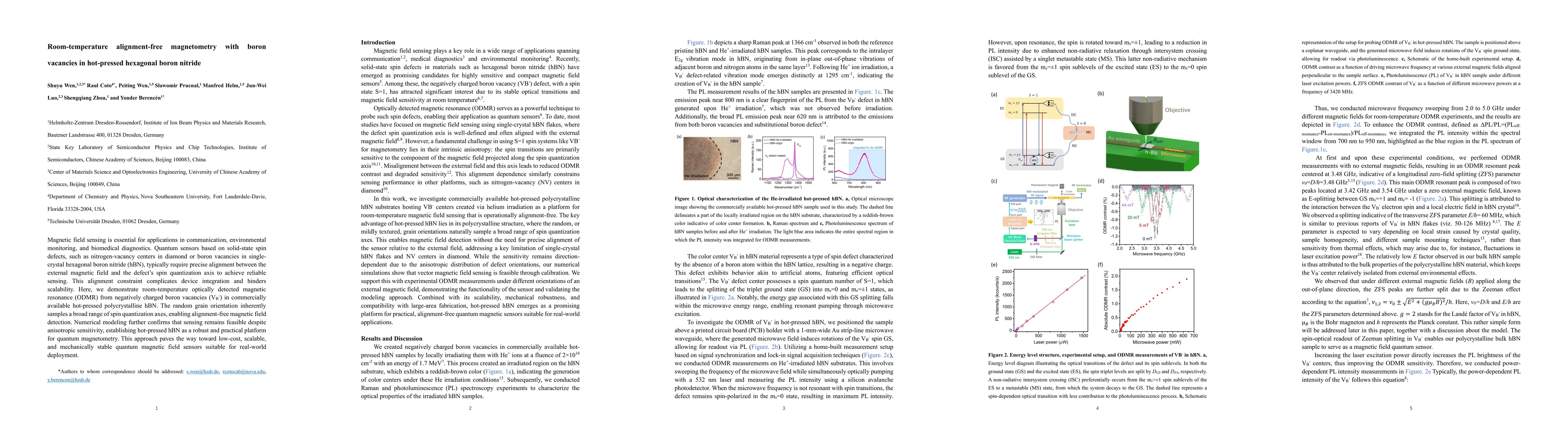 Thumbnail for Room-temperature alignment-free magnetometry with boron vacancies in
  hot-pressed hexagonal boron nitride