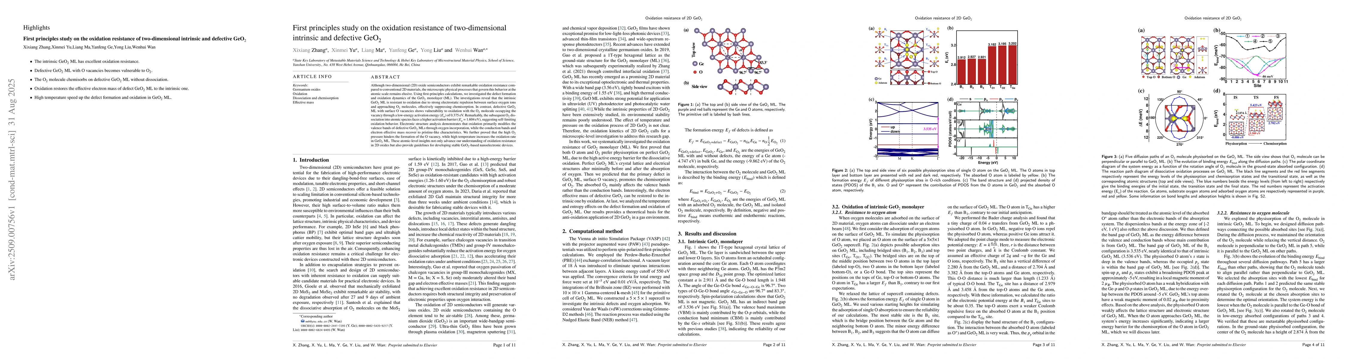 Thumbnail for First principles study on the oxidation resistance of two-dimensional
  intrinsic and defective GeO2