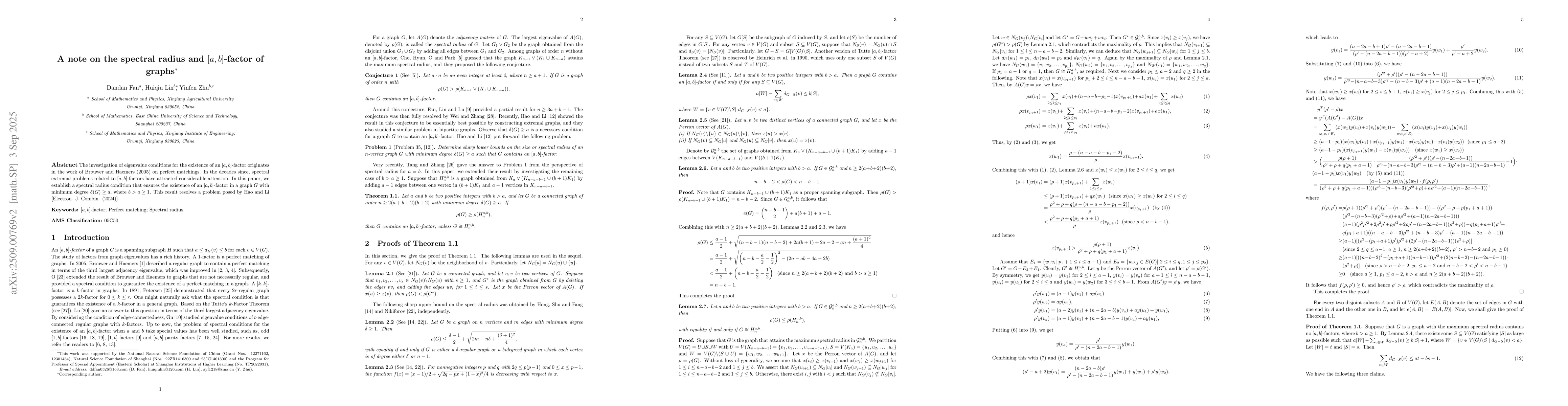 Thumbnail for A note on the spectral radius and $[a,b]$-factor of graphs