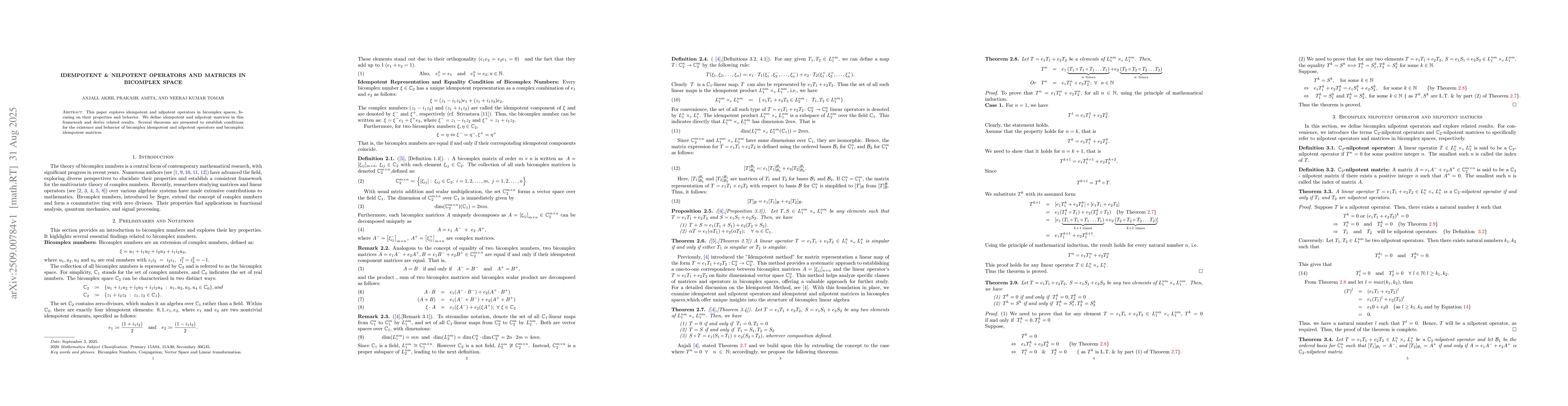 Thumbnail for Idempotent & Nilpotent Operators and Matrices in Bicomplex Space