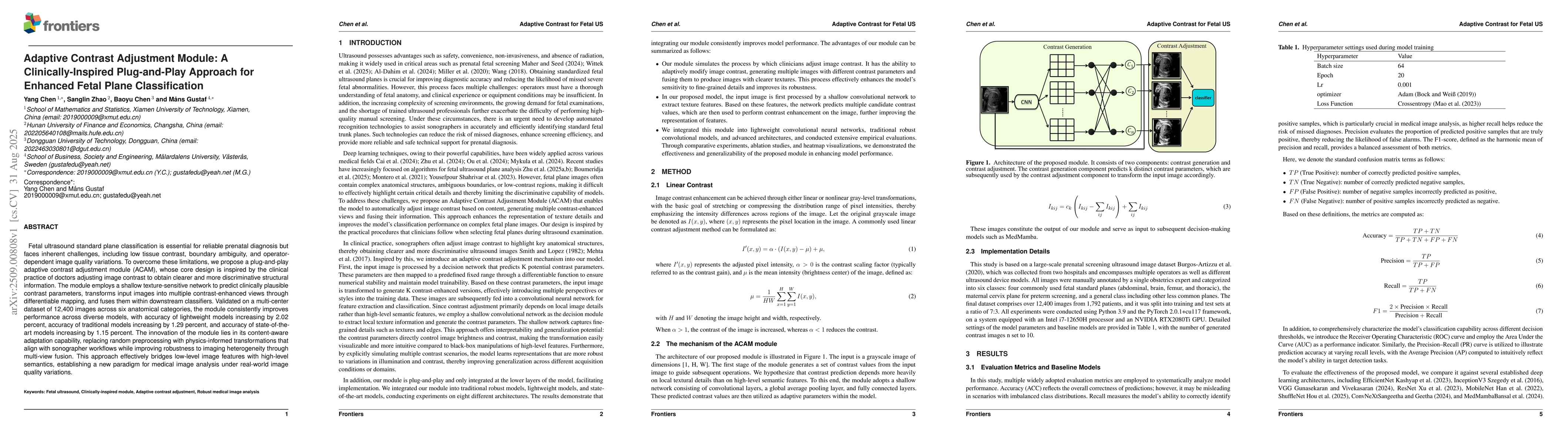 Thumbnail for Adaptive Contrast Adjustment Module: A Clinically-Inspired Plug-and-Play
  Approach for Enhanced Fetal Plane Classification