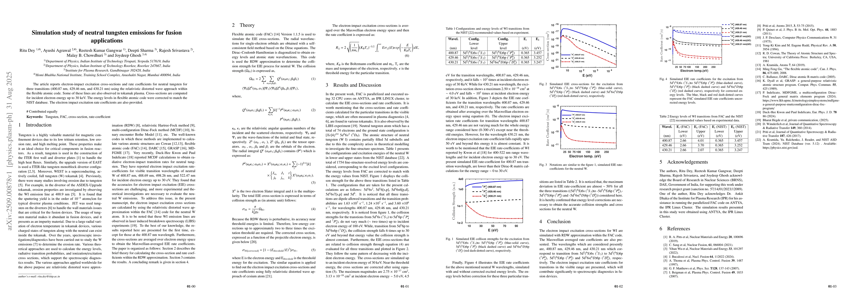 Thumbnail for Simulation study of neutral tungsten emissions for fusion applications