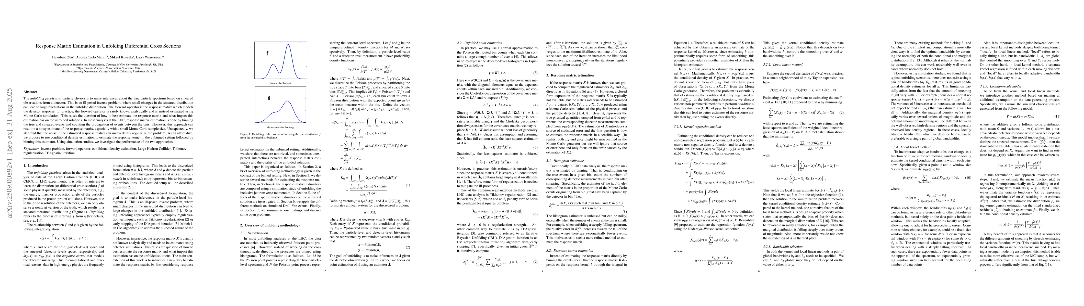 Thumbnail for Response Matrix Estimation in Unfolding Differential Cross Sections