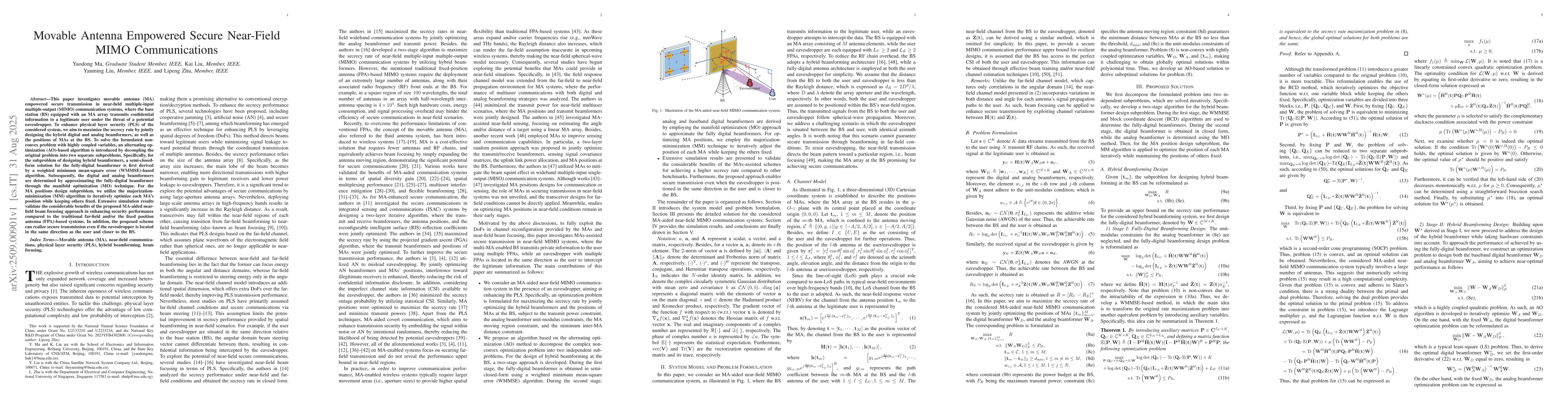 Thumbnail for Movable Antenna Empowered Secure Near-Field MIMO Communications