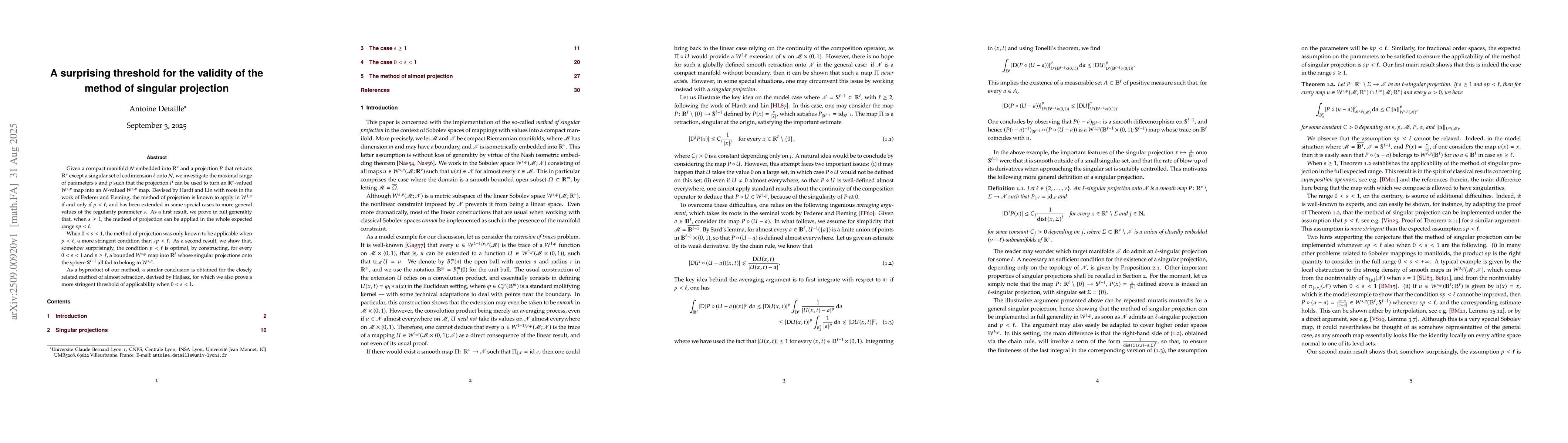 Thumbnail for A surprising threshold for the validity of the method of singular
  projection