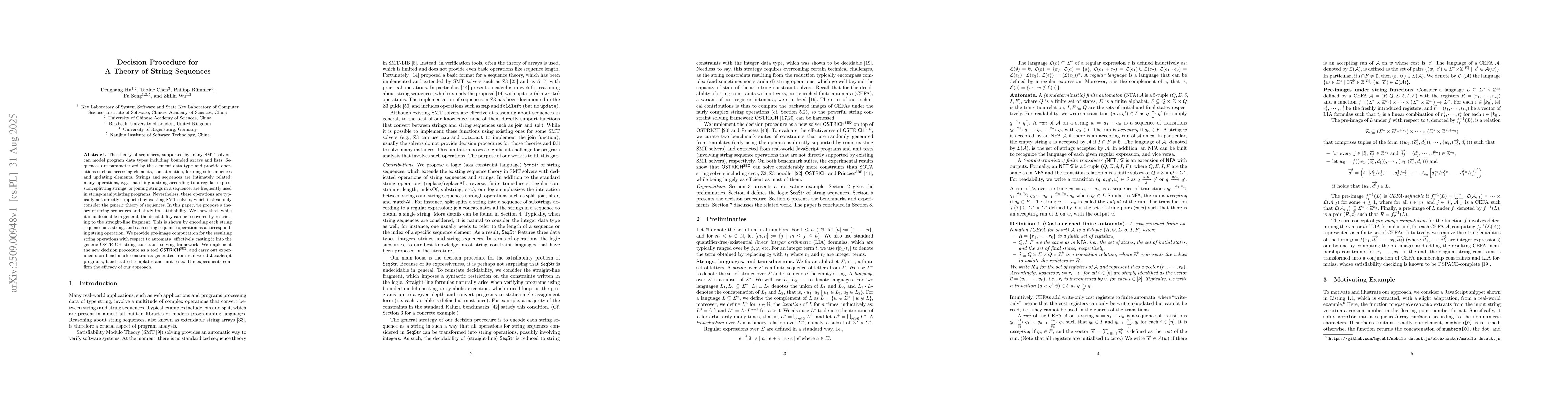 Thumbnail for Decision Procedure for A Theory of String Sequences