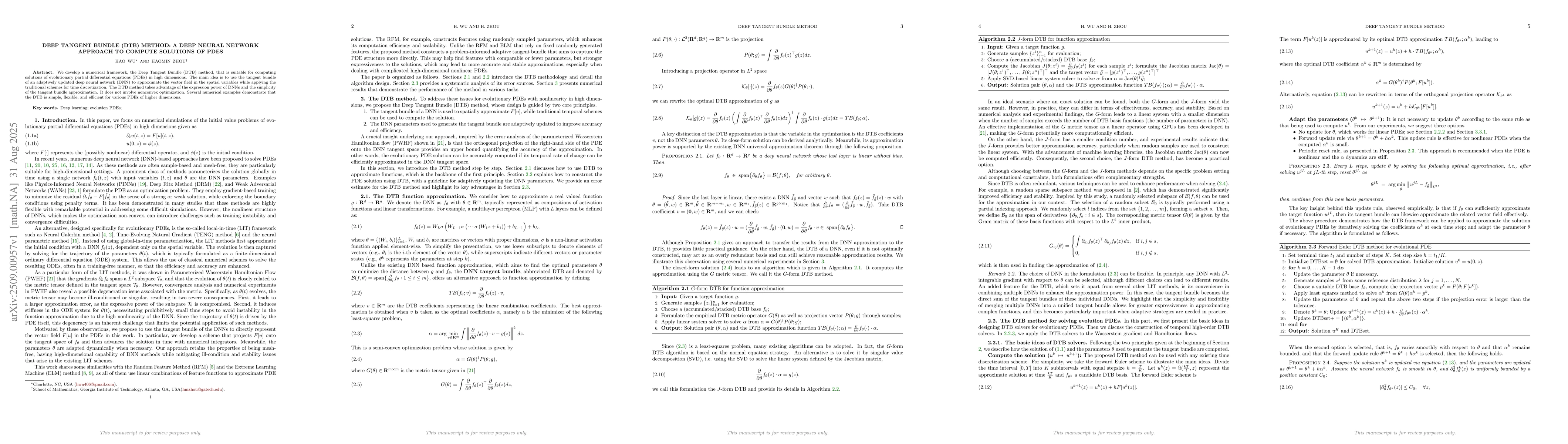 Thumbnail for Deep Tangent Bundle (DTB) method: a Deep Neural Network approach to
  compute solutions of PDES
