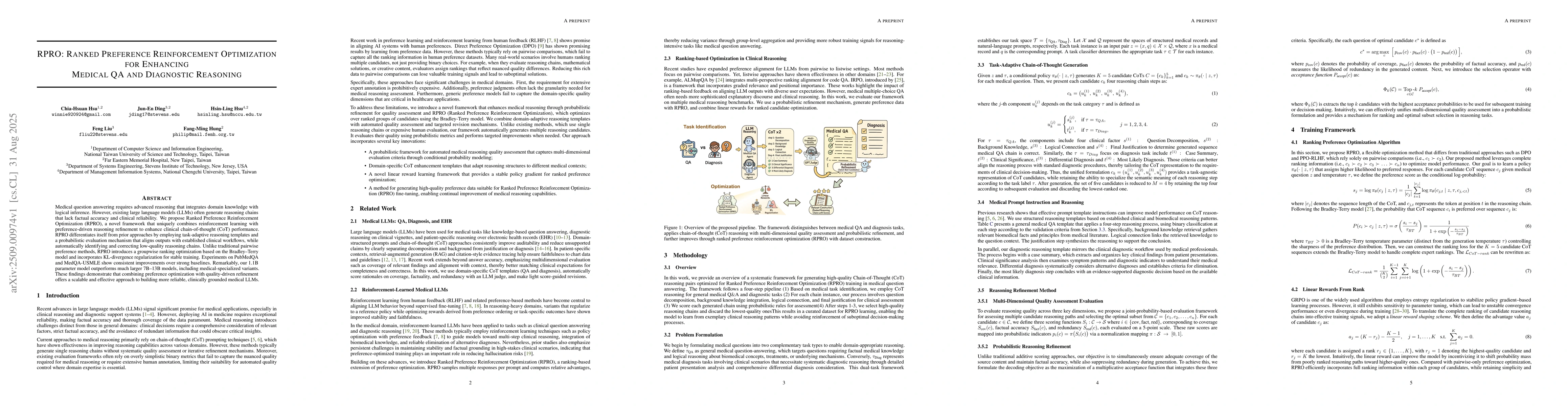 Thumbnail for RPRO:Ranked Preference Reinforcement Optimization for Enhancing Medical
  QA and Diagnostic Reasoning