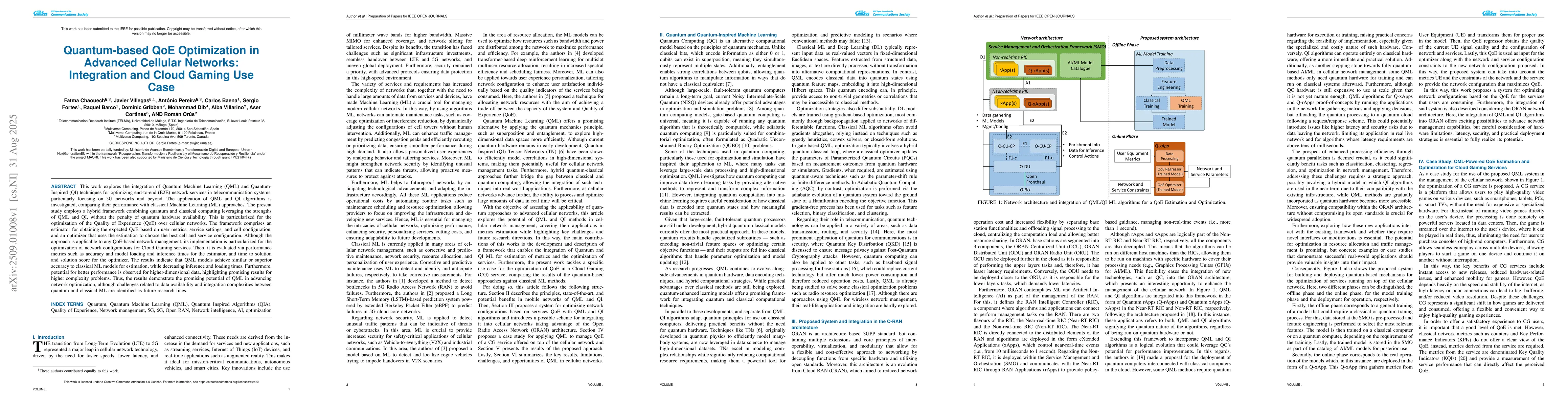 Thumbnail for Quantum-based QoE Optimization in Advanced Cellular Networks:
  Integration and Cloud Gaming Use Case