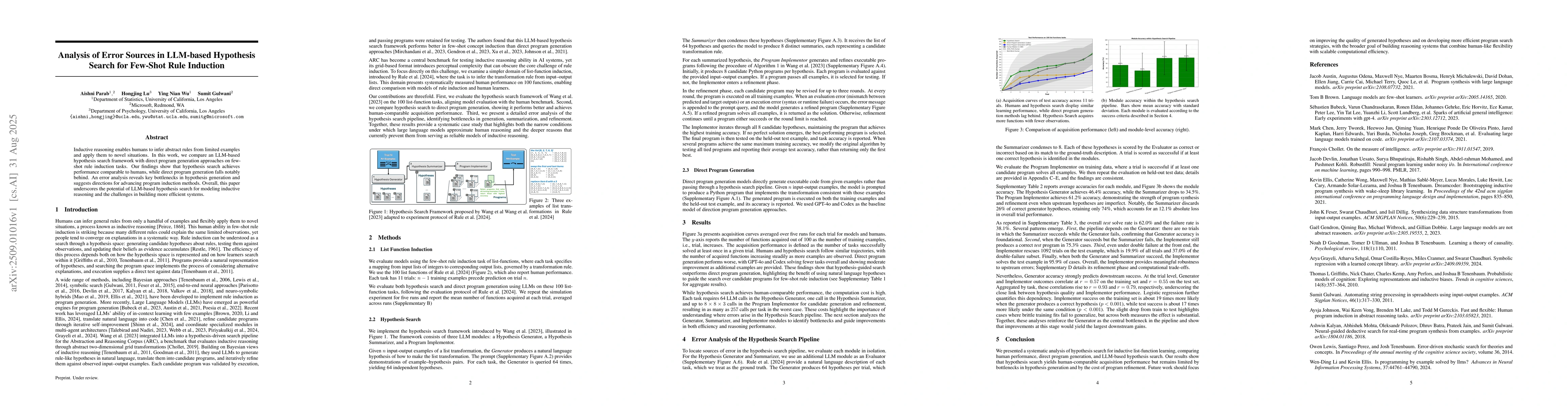 Thumbnail for Analysis of Error Sources in LLM-based Hypothesis Search for Few-Shot
  Rule Induction
