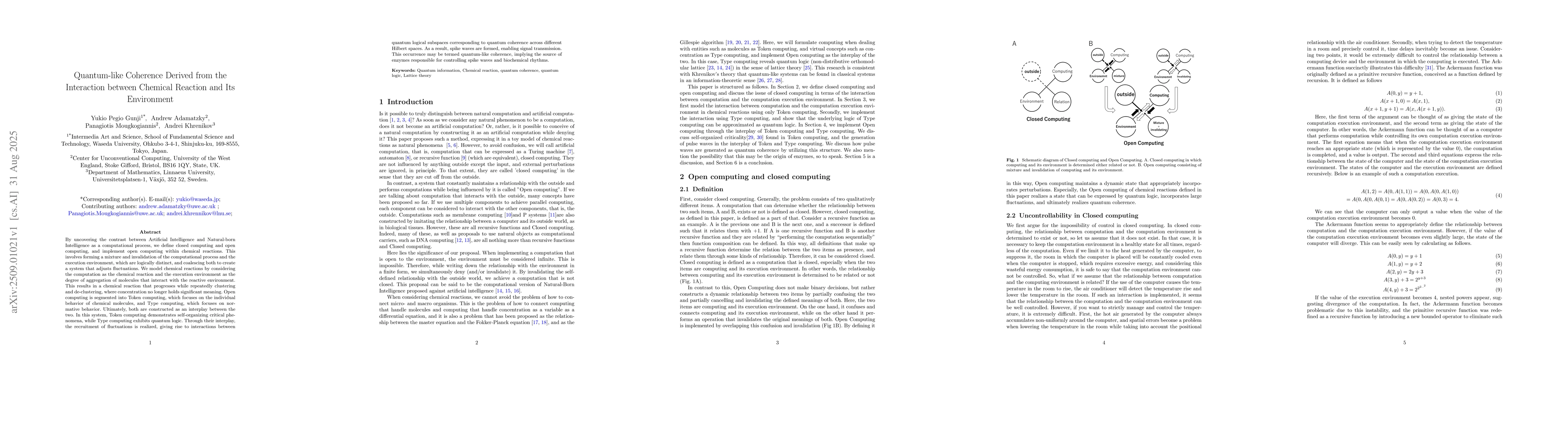Thumbnail for Quantum-like Coherence Derived from the Interaction between Chemical
  Reaction and Its Environment