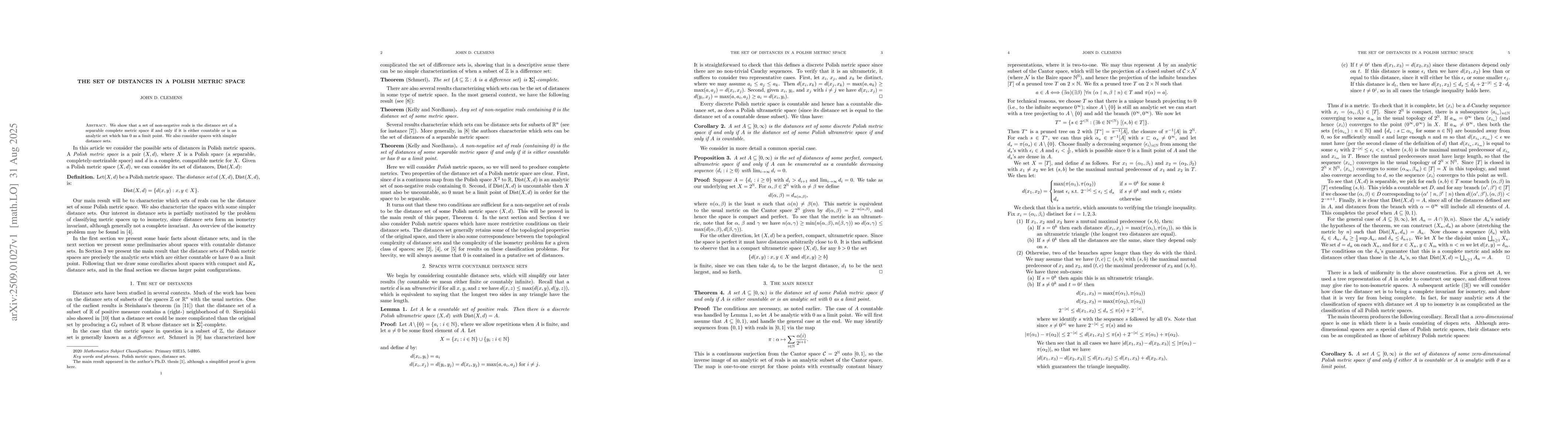 Thumbnail for The set of distances in a Polish metric space