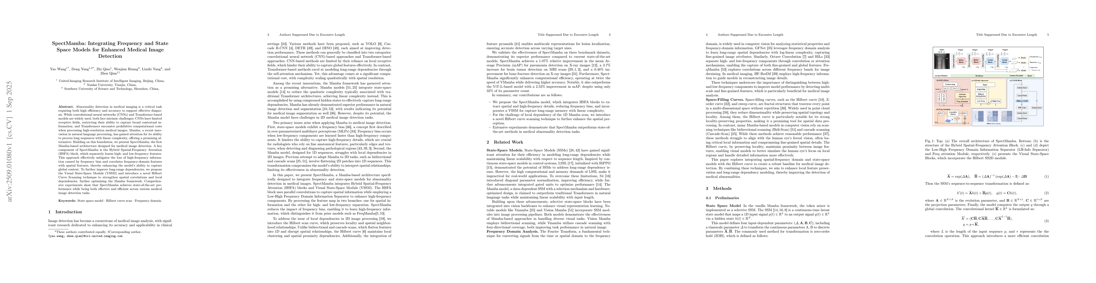Thumbnail for SpectMamba: Integrating Frequency and State Space Models for Enhanced
  Medical Image Detection