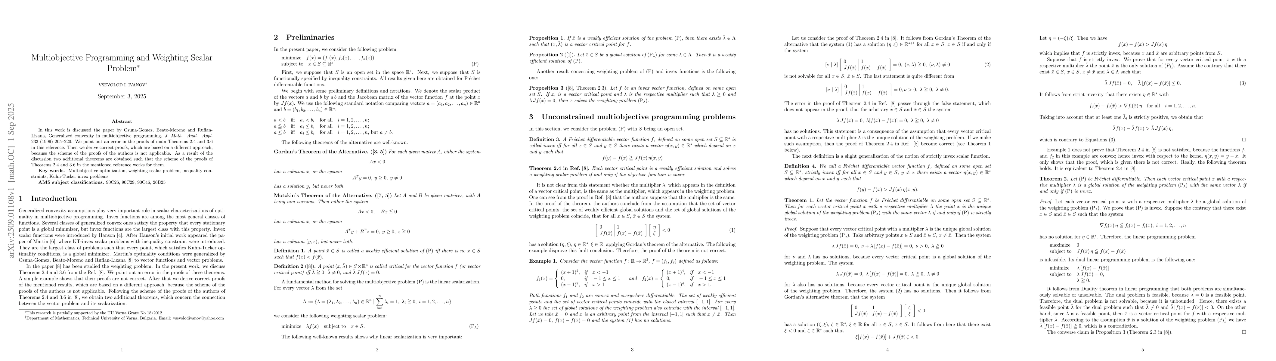 Thumbnail for Multiobjective Programming and Weighting Scalar Problem
