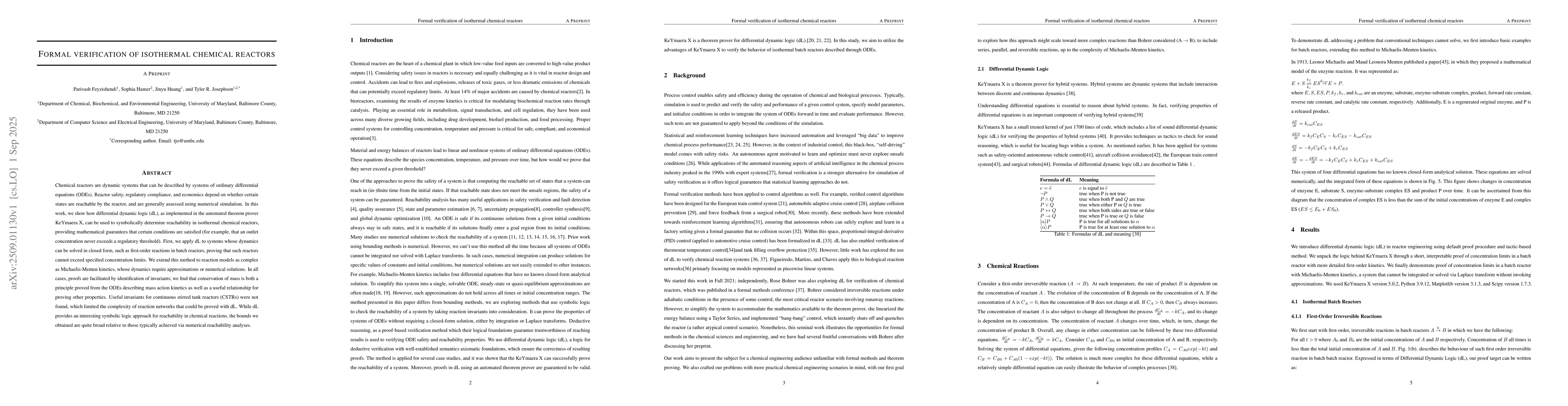 Thumbnail for Formal Verification of Isothermal Chemical Reactors