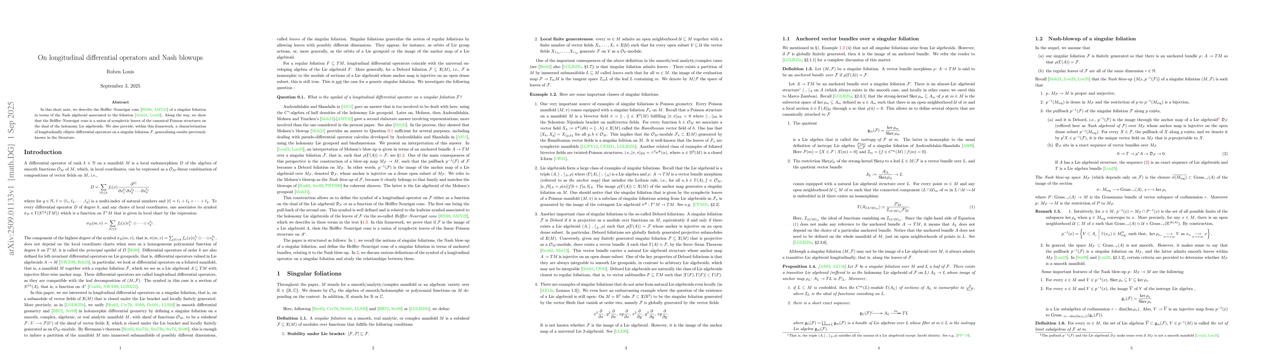 Thumbnail for On longitudinal differential operators and Nash blowups