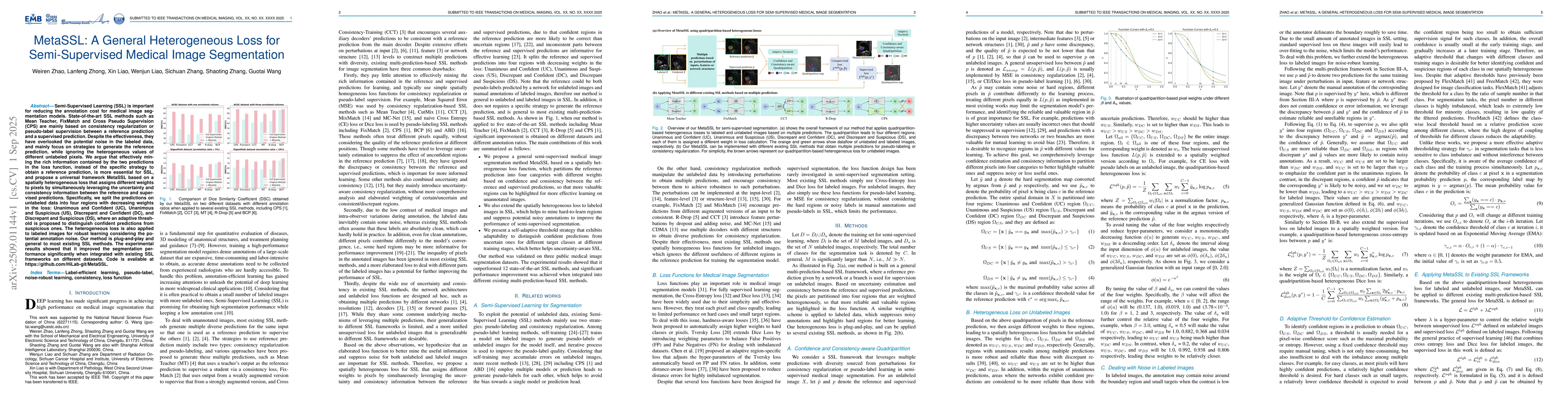Thumbnail for MetaSSL: A General Heterogeneous Loss for Semi-Supervised Medical Image
  Segmentation